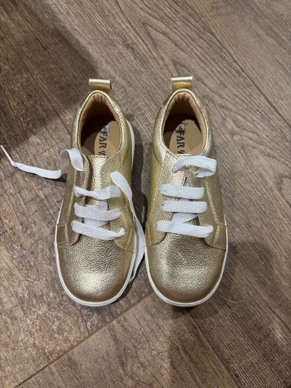 Farwest Kids Metallic Gold Sneaker with White Laces size 9